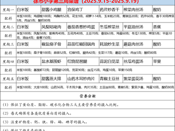 徐市小学2025-2026学年第一学期第三周师生菜谱