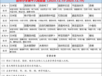 徐市小学2025-2026学年第一学期第十六周师生菜谱