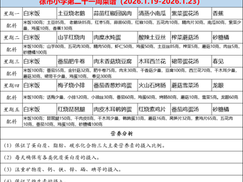 徐市小学2025-2026学年第一学期第二十一周师生菜谱